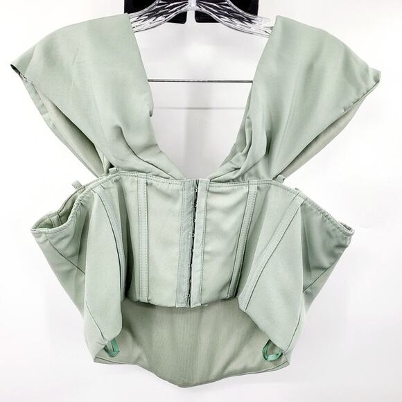 Windsor Mint Green Cropped Bustier Corset Off-the-Shoulder Top Women's Size M - Picture 2 of 5